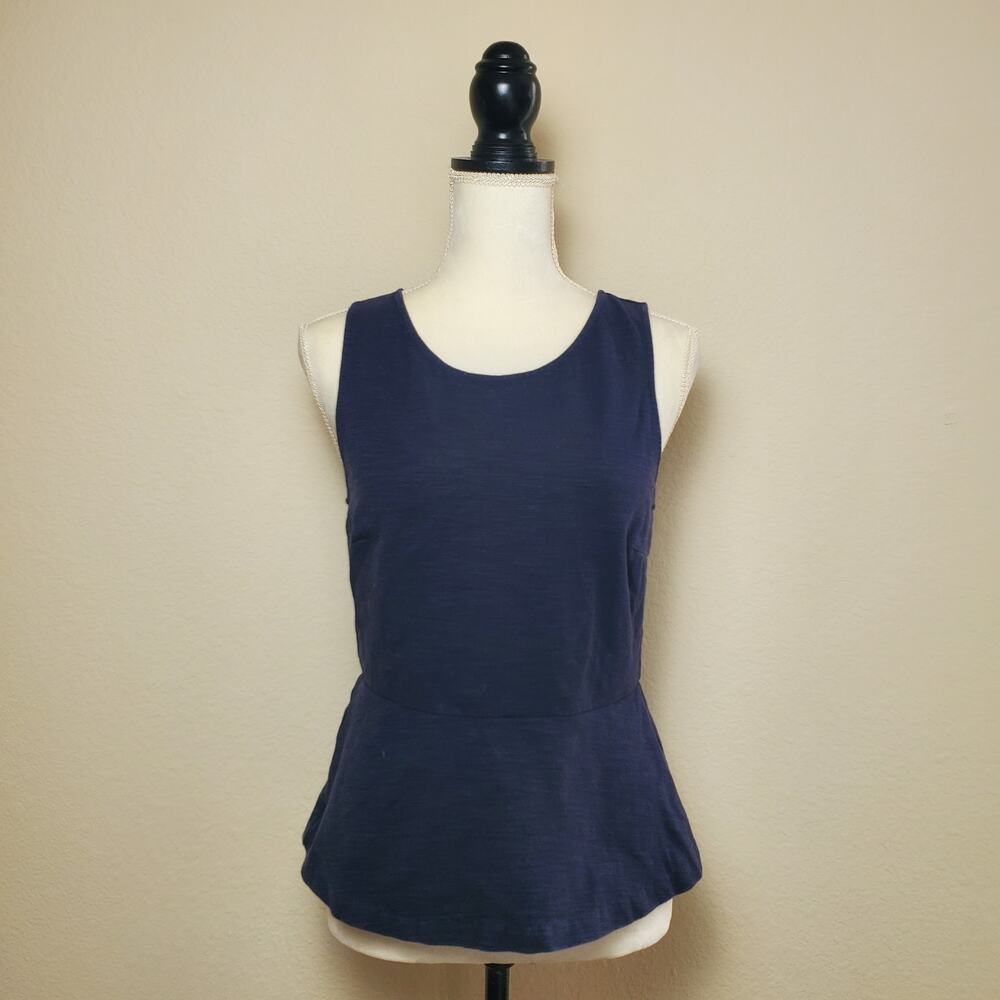 J.Crew Navy Blue Sleeveless Peplum Blouse Top Small